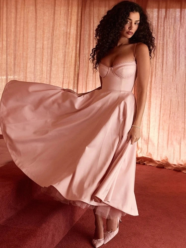 **Vestido Avrilyaan Midi A-Line – Elegância Sexy para Férias e Festas**