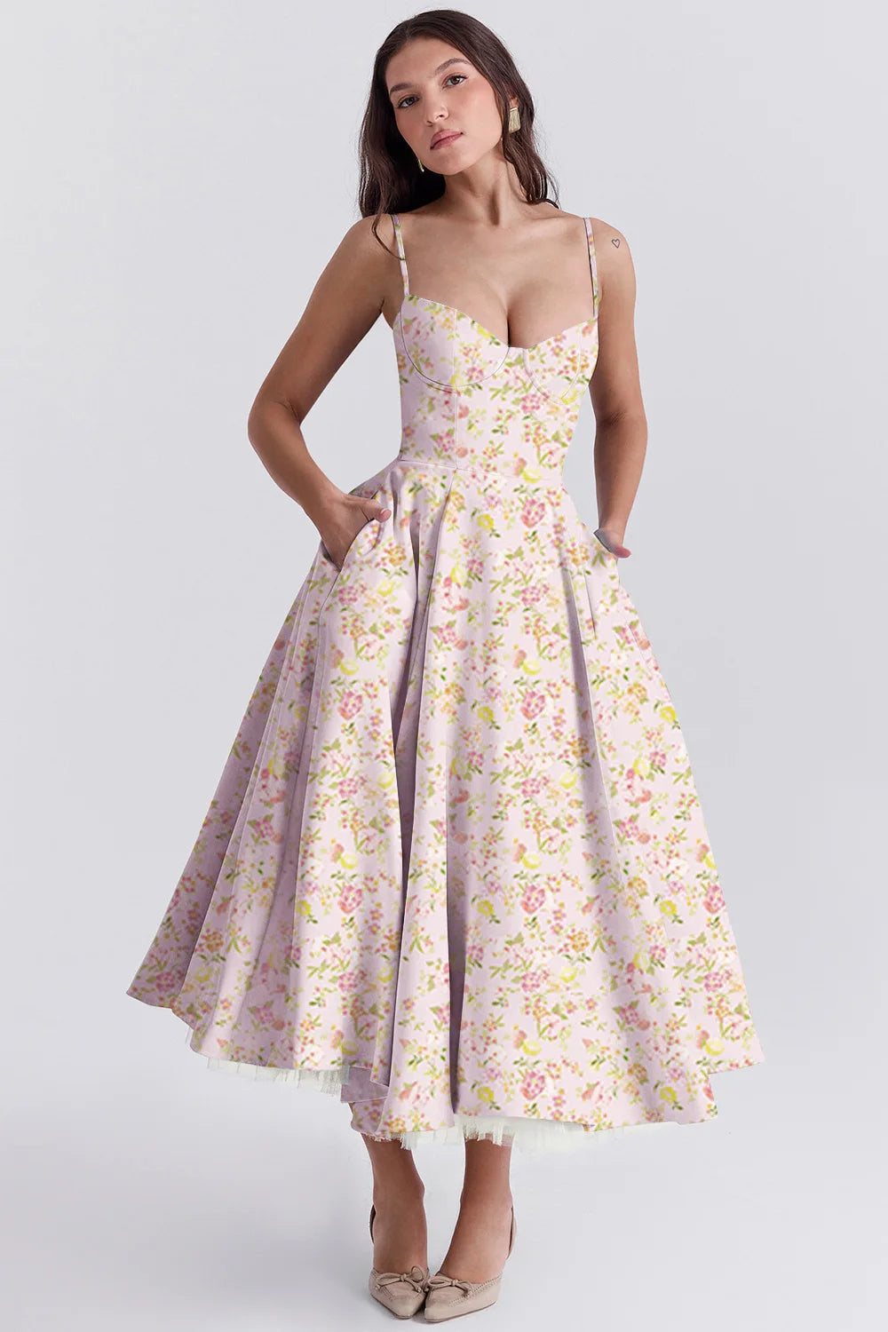 **Vestido Avrilyaan Midi A-Line – Elegância Sexy para Férias e Festas**